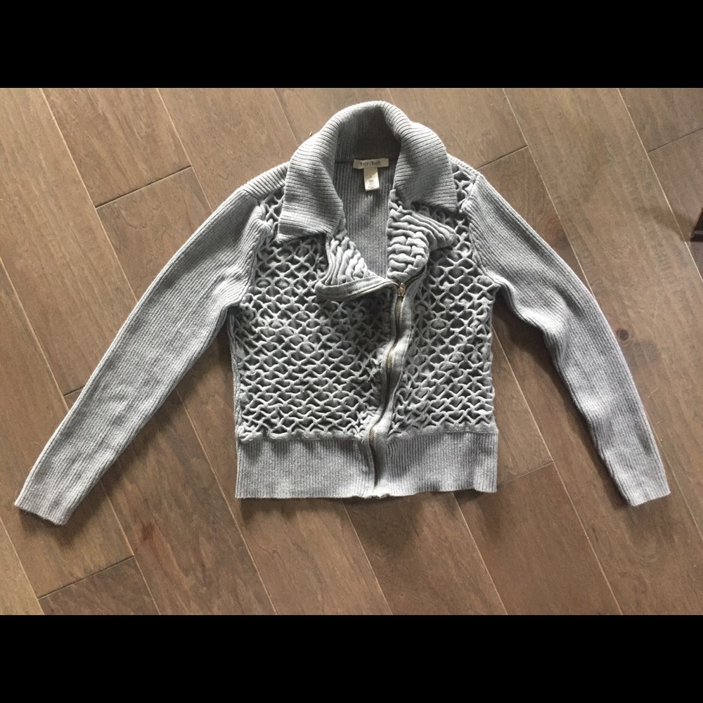 White House Black Market grey zip sweater